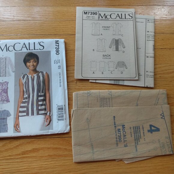 Plus Size 14-22 Pullover Tops Sewing Pattern Semi-Fitted UNCUT McCall's 7390 - Picture 7 of 9
